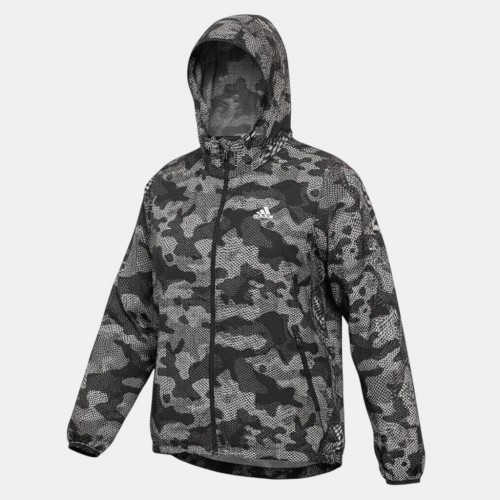 Adidas Originals Camo Print Hooded Track Jacket Grey Black Pre Owned